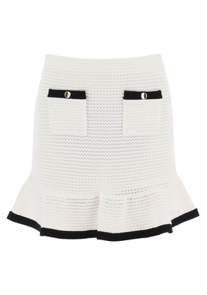 Self portrait crochet mini skirt in - M White