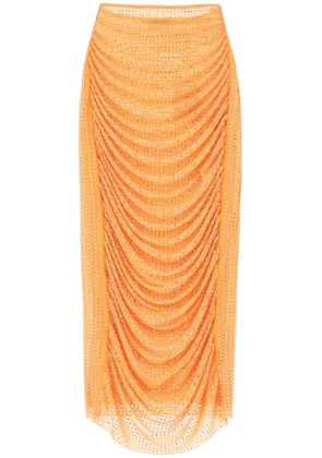 Self portrait draped pencil skirt with rhinestones - 8 Orange