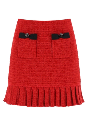 Self portrait knitted mini skirt with diamanté buttons - M Pink