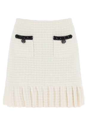 Self portrait knitted mini skirt with sequins - L White