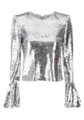 Self portrait sequined cropped top - 8 Silver