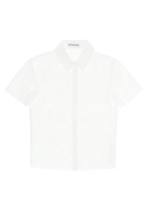 Self Portrait short-sleeved sangallo lace shirt - 6 White