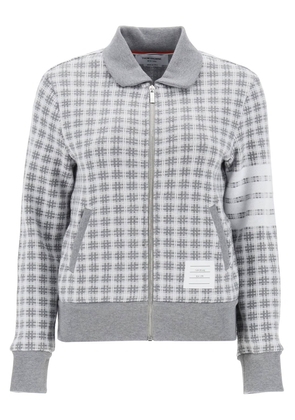 Thom browne 4-bar sweatshirt in check knit - 38 Grey