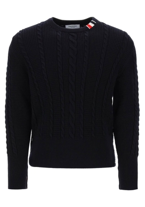 Thom browne cable wool sweater with rwb detail - 1 Blue