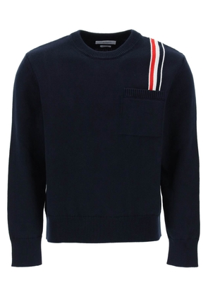 Thom browne cotton pullover with rwb stripe - 1 Blue