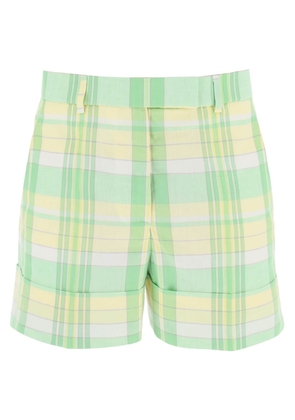 Thom browne madras cotton cuffed shorts - 40 Green