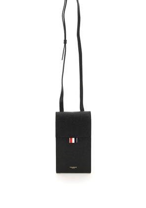 Thom browne pebble grain leather phone holder with strap - OS Black
