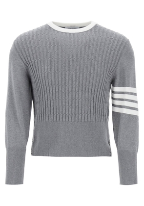 Thom browne placed baby cable 4-bar cotton sweater - 1 Grey