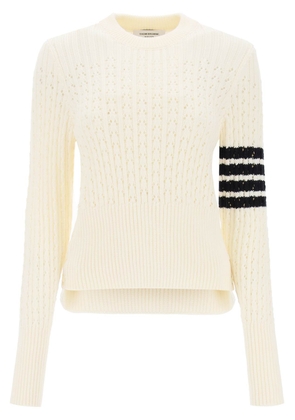 Thom browne pointelle stitch merino wool 4-bar sweater - 40 White