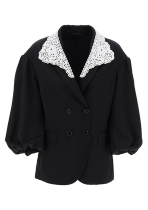 Simone Rocha oversized blazer with lace - 6 Black