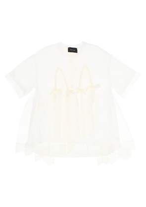 Simone rocha tulle top with lace and bows - M White