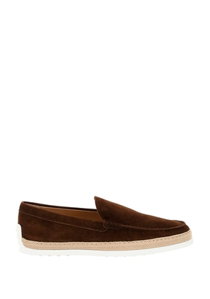 Tods suede slip-on with rafia insert - 7 Brown