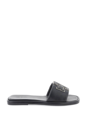 Tory burch double t leather slides - 6 Black