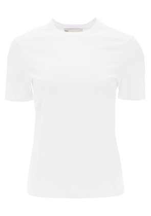 Tory burch regular t-shirt with embroidered logo - M White