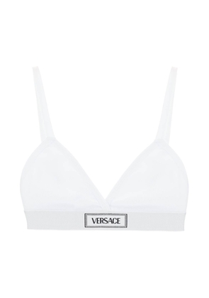 Versace 90s logo ribbed bralette - 2 White