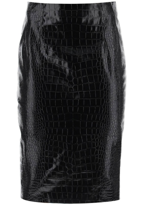 Versace croco-effect leather pencil skirt - 40 Black