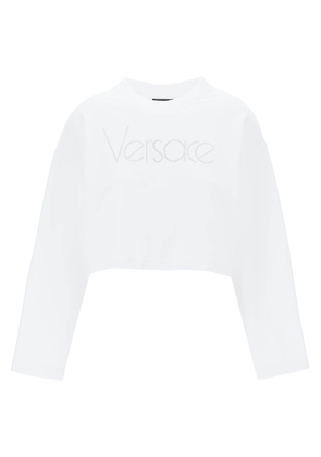 Versace cropped sweatshirt with rhinestone - 40 White