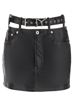 Y project y belt faux leather mini skirt - 36 Black