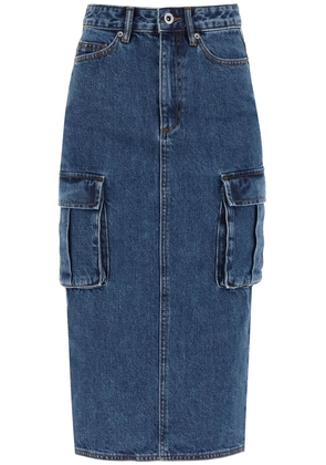 womens midi cargo skirt - 10 Blue