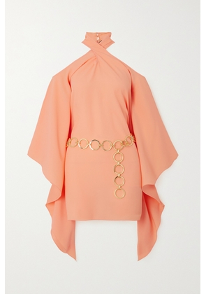 Taller Marmo - Piccolo Mambo Belted Cold-shoulder Crepe Mini Dress - Orange - One size