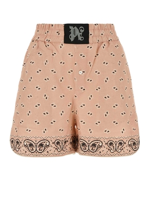 Palm Angels Printed Linen Blend Shorts