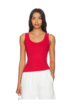 Enza Costa Supima Rib Scoop Tank in Red. Size S, XL, XS.