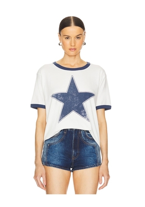 DAYDREAMER Classic Star Oversized Ringer Tee in White. Size M, S, XL, XS.