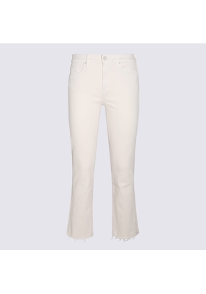 Mother Cream Denim Cropped The Raskal Ripped Ankle Jeans