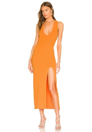 Michael Costello Variegated Rib Bodycon Dress in Tangerine. Size M, XL.