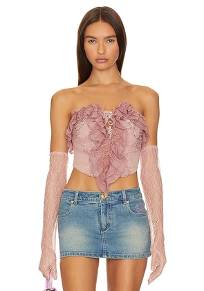 Nana Jacqueline Monica Lace Top With Gloves in Pink. Size M.