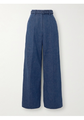 Gabriela Hearst - Norman Belted Cotton And Linen-blend Wide-leg Pants - Blue - IT38,IT40,IT42,IT44,IT46