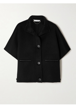 Max Mara - Roll Leather-trimmed Wool Jacket - Black - S/M,M/L