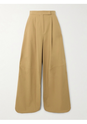 Max Mara - Avoriaz Pleated Cotton-blend Wide-leg Pants - Brown - UK 4,UK 6,UK 8,UK 10,UK 12,UK 14