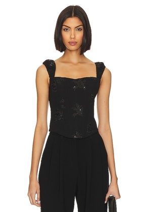 LPA Yvanna Embroidered Corset Top in Black. Size S.