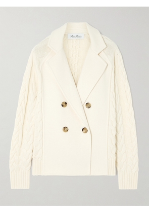 Max Mara - Micio Double-breasted Cable-knit Wool And Cashmere-blend Jacket - White - x small,small,medium,large,x large