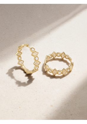 KOLOURS JEWELRY - Hexagon Extra Large 18-karat Gold Diamond Hoop Earrings - One size