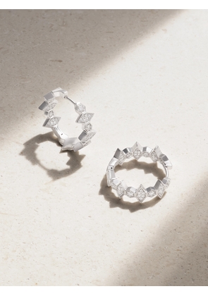 KOLOURS JEWELRY - Hexagon Large 18-karat White Gold Diamond Hoop Earrings - One size