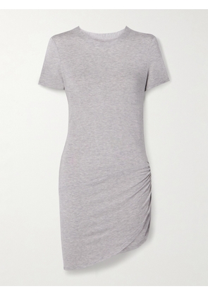 Norma Kamali - Asymmetric Ruched Stretch-jersey Mini T-shirt Dress - Gray - xx small,x small,small,medium,large,x large