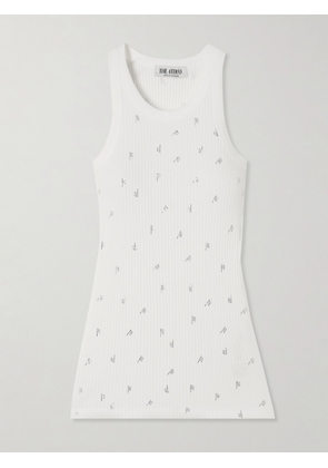 The Attico - Crystal-embellished Ribbed Cotton-jersey Tank - White - IT36,IT38,IT40,IT42,IT44,IT46
