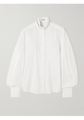 Brunello Cucinelli - Embellished Cotton-blend Poplin Shirt - White - x small,small,medium,large