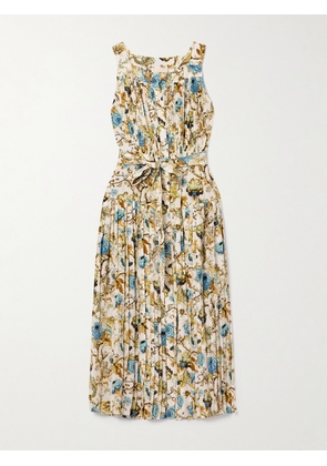 Ulla Johnson - Annabeth Belted Pleated Floral-print Silk Crepe De Chine Midi Dress - Multi - US0,US2,US4,US6,US8,US10,US12,US14