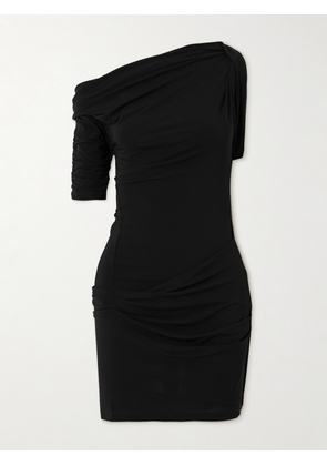 Jacquemus - La Mini Robe Drapeado Asymmetric Draped Stretch-jersey Mini Dress - Black - xx small,x small,small,medium,large,x large