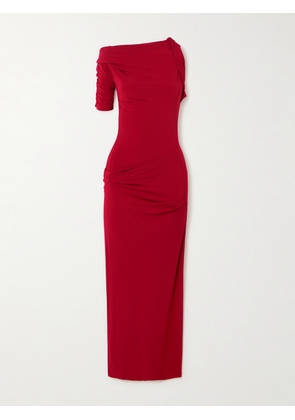 Jacquemus - La Robe Drapeado Asymmetric Draped Stretch-knit Gown - Red - xx small,x small,small,medium,large,x large
