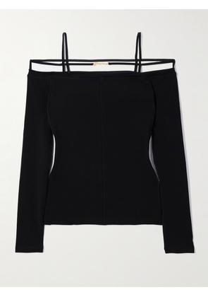 Jacquemus - Sierra Off-the-shoulder Stretch Cotton-jersey Top - Black - xx small,x small,small,medium,large,x large,xx large