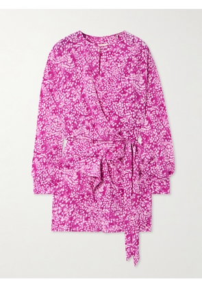 Isabel Marant - Gathered Printed Silk-blend Crepe Mini Dress - Pink - FR34,FR36,FR38,FR40,FR42