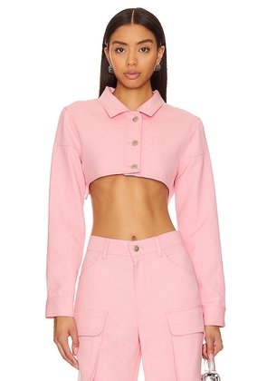 Mother of All Kiko Crop Jacket in Pink. Size L, S, XL.