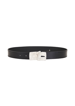 LEJE Denim Fragment Leather Belt in Black. Size M, S.