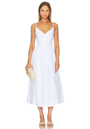 NICHOLAS Becker Princess Waist Midi Dress in White. Size 6.