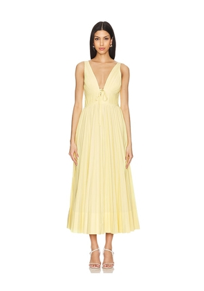 SIMKHAI Stephanie Midi Dress in Yellow. Size 10.
