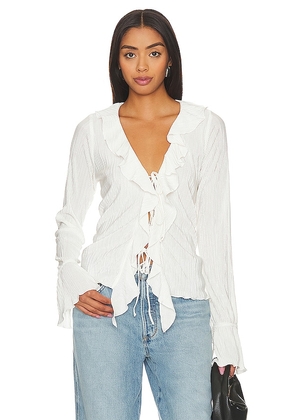 Show Me Your Mumu Adela Ruffle Top in Ivory. Size S.